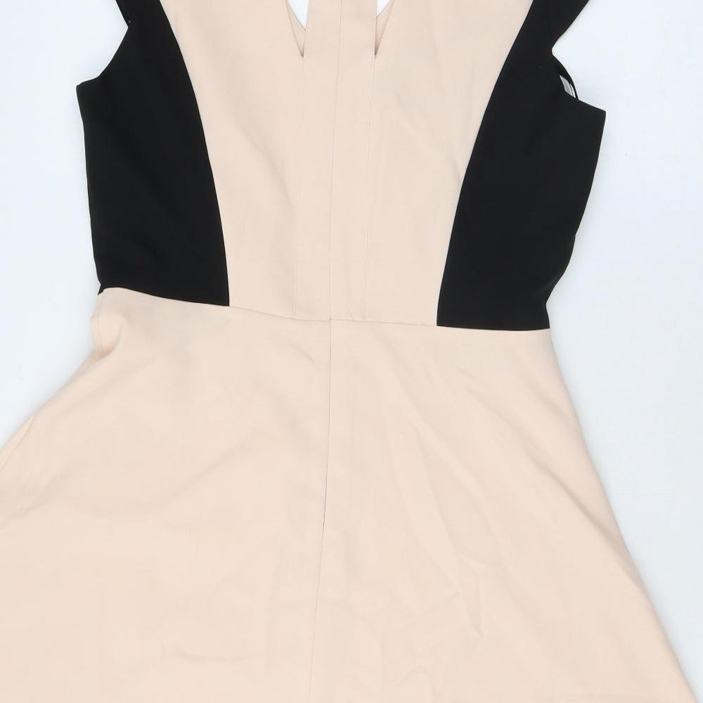 South Womens Pink Colourblock Polyester Fit & Flare Size 12 V-Neck Zip - Cutout