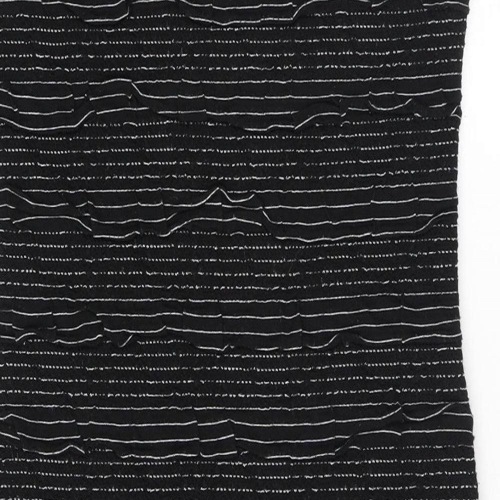 New Look Womens Black Striped Polyester Bodycon Size 12 Scoop Neck Pullover
