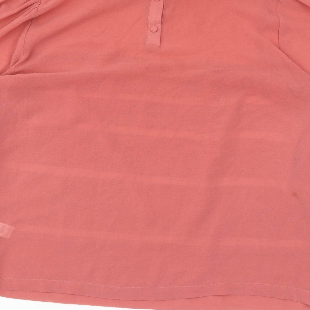 Topshop Womens Pink Polyester Basic Button-Up Size 8 Collared