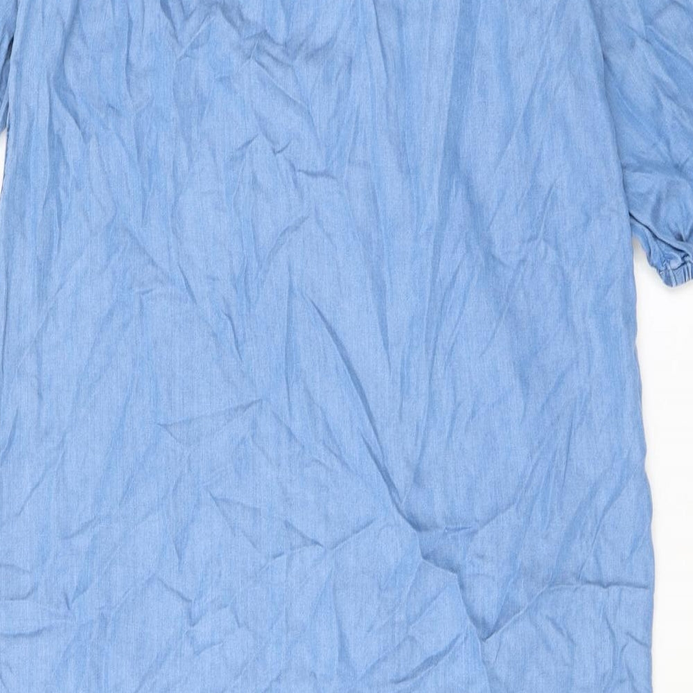 Marks & Spencer Womens Blue Polyester T-Shirt Dress Size 12 Off the Shoulder Pullover
