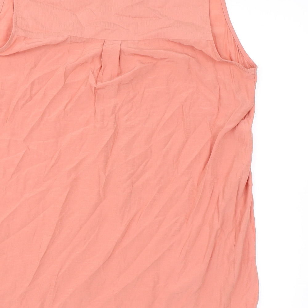 Marks & Spencer Womens Pink Viscose Basic Blouse Size 12 V-Neck