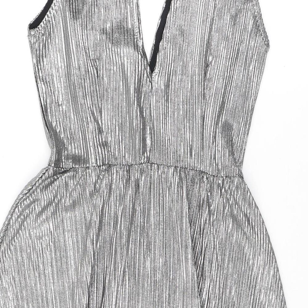 H&M Womens Silver Polyester Tank Dress Size 10 V-Neck Pullover