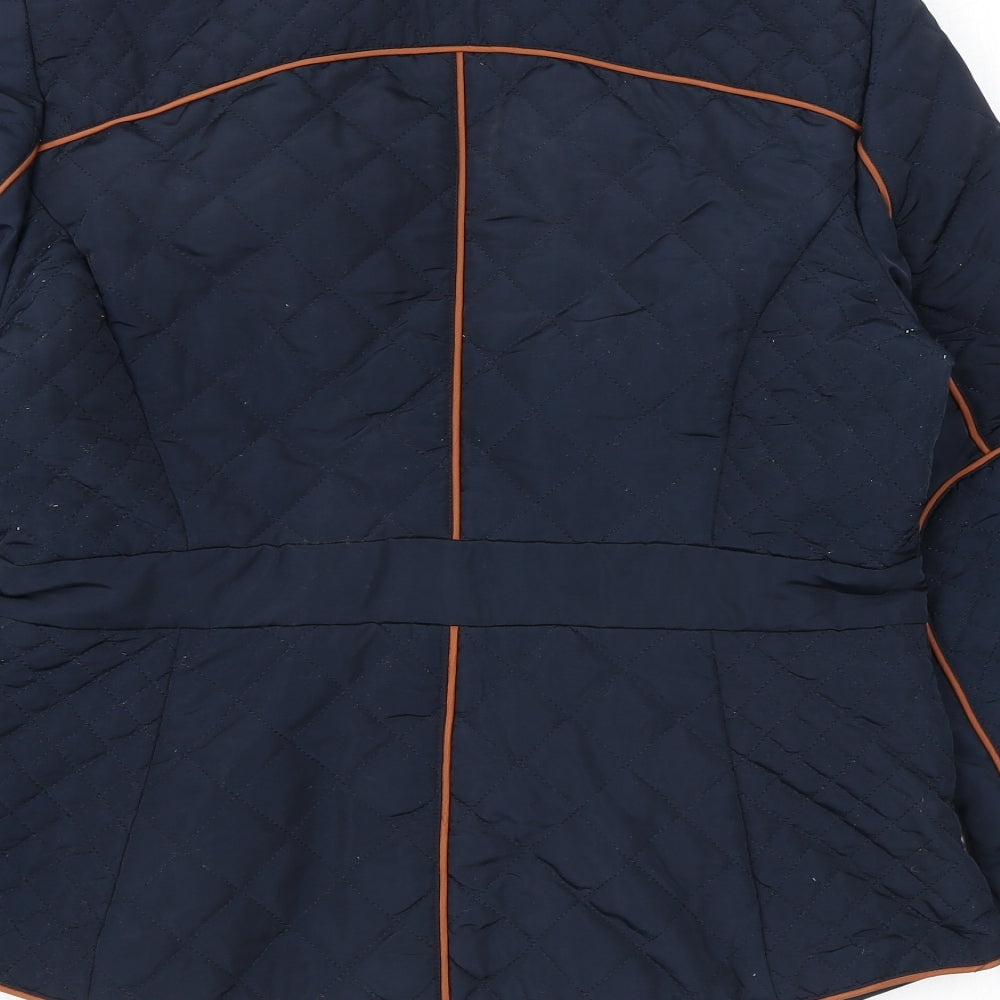 H&M Womens Blue Quilted Coat Size 12 Zip