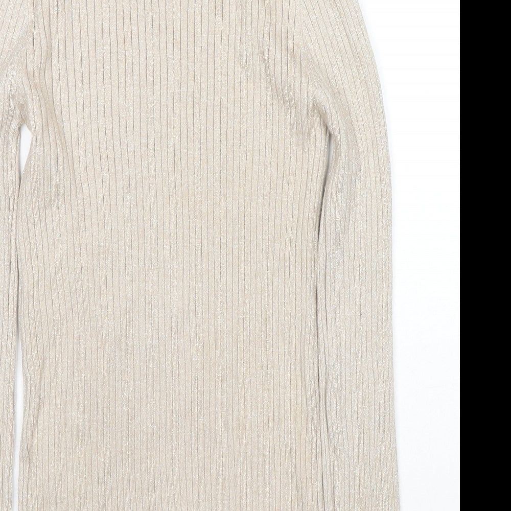 Country Casuals Womens Beige High Neck Viscose Pullover Jumper Size S