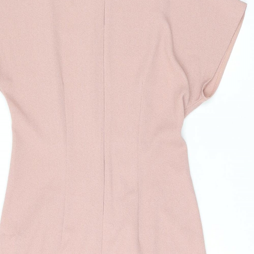 ASOS Womens Pink Polyester Shift Size 12 Boat Neck Zip