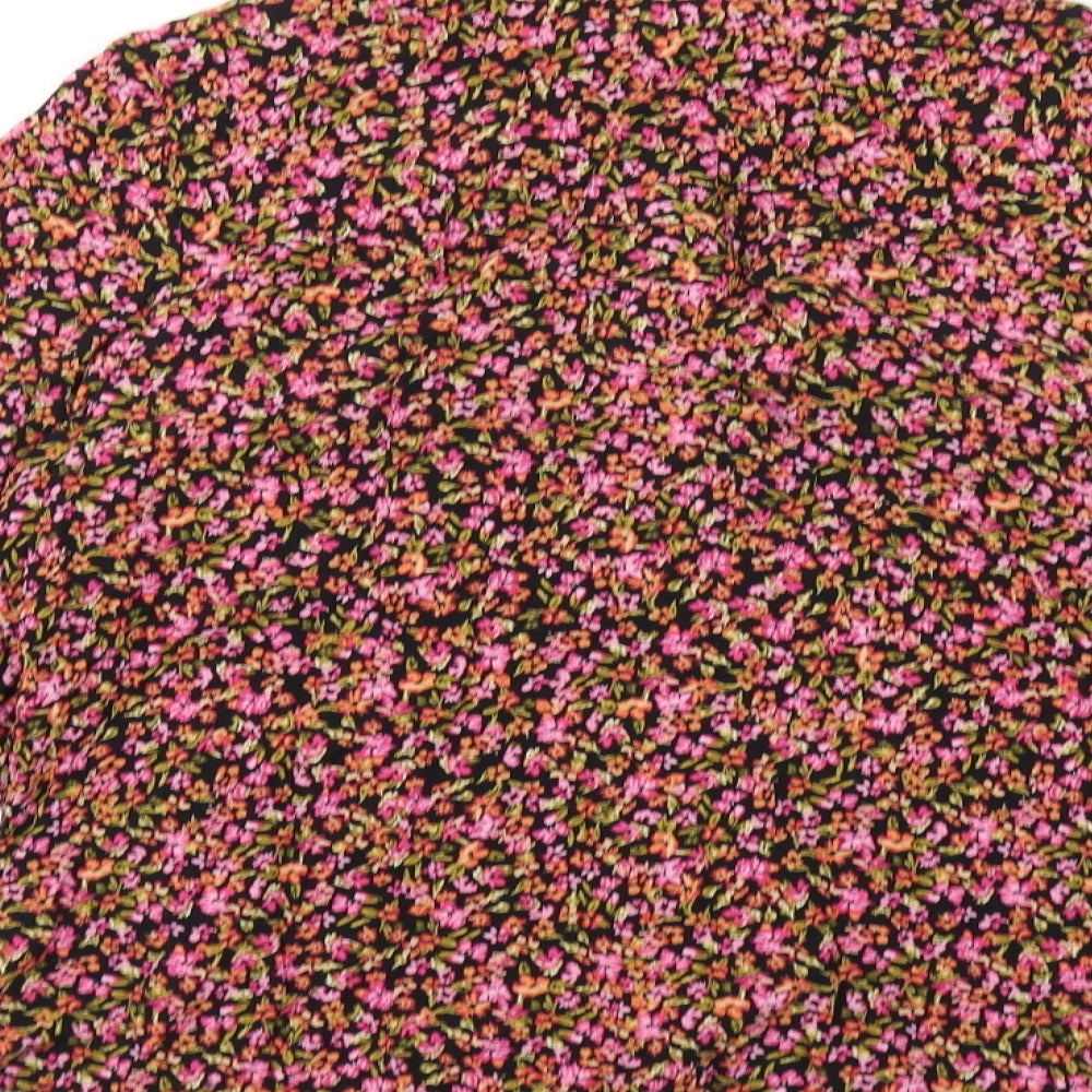 H&M Womens Multicoloured Floral Viscose Basic Button-Up Size M Collared