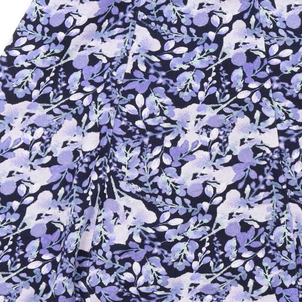 EWM Womens Blue Floral Polyester A-Line Skirt Size 10