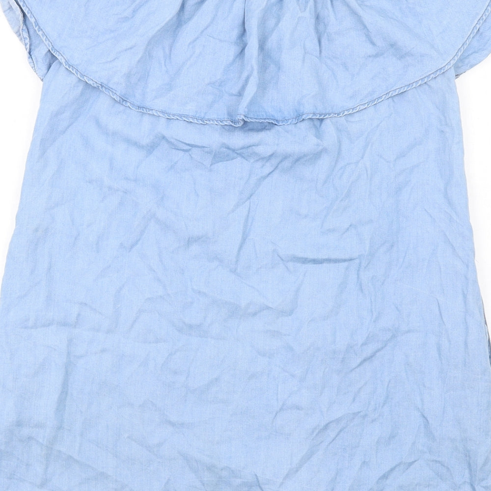 Zara Womens Blue Lyocell A-Line Size M Off the Shoulder Pullover