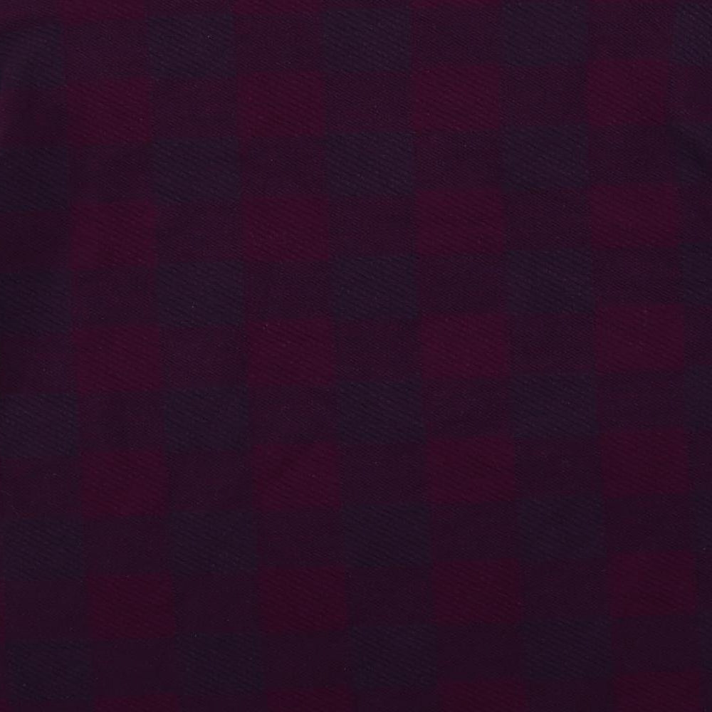 Marks & Spencer Womens Purple Check Polyester Basic Blouse Size 16 Round Neck
