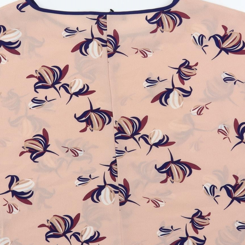 Marks & Spencer Womens Pink Floral Polyester Basic Blouse Size 10 Round Neck