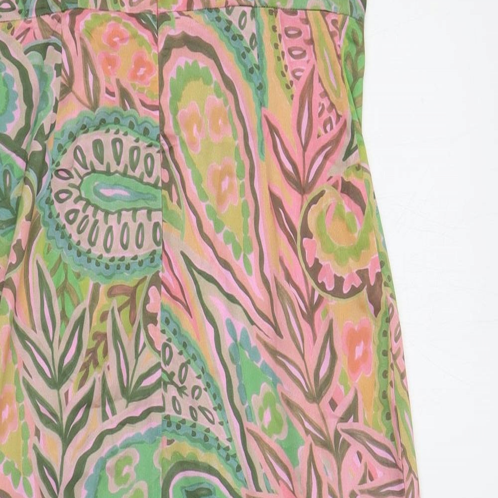 Glamorous Womens Multicoloured Geometric Polyester Slip Dress Size 12 V-Neck Zip