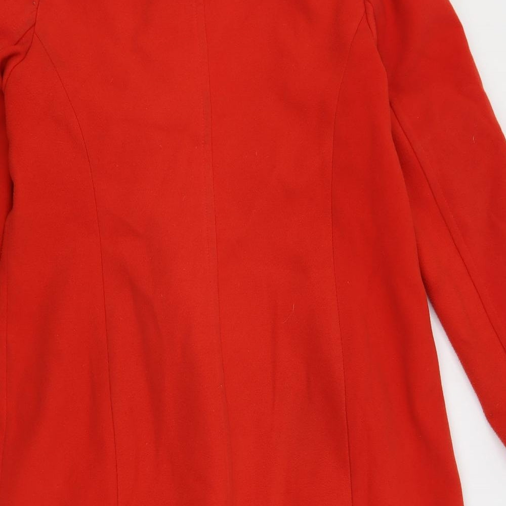 Marks & Spencer Womens Red Pea Coat Coat Size 12 Button