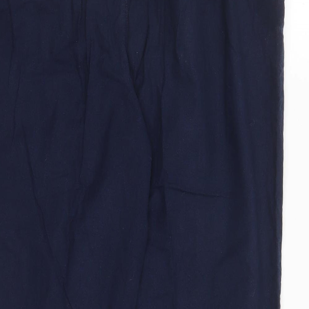 EWM Womens Blue Cotton Trousers Size 32 in L25 in Regular Drawstring - Elasticated Waist