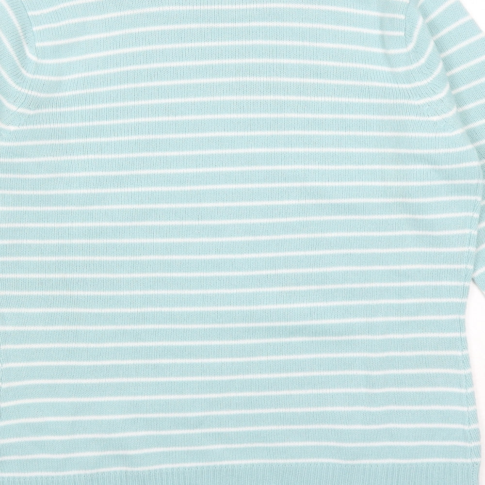 Damart Womens Green Boat Neck Striped Acrylic Pullover Jumper Size 10 - Size 10-12