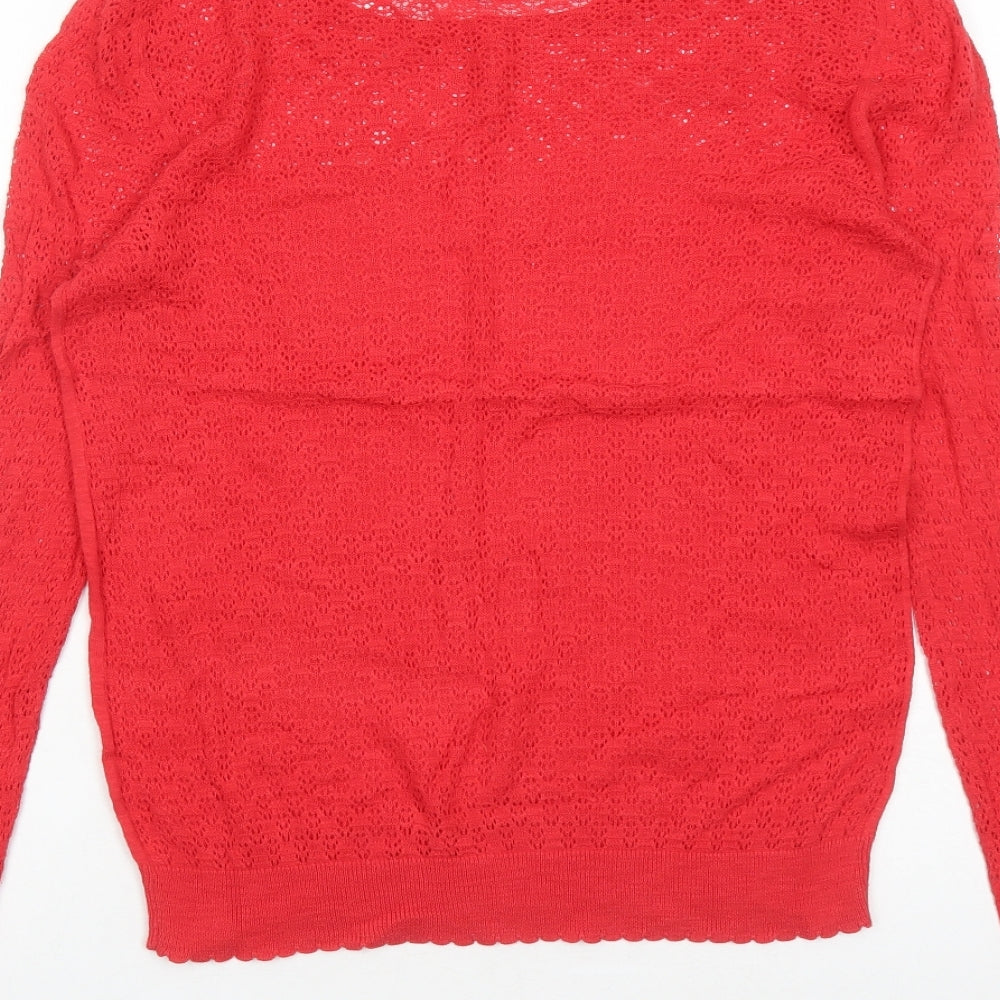 NEXT Womens Red Round Neck Acrylic Pullover Jumper Size 16