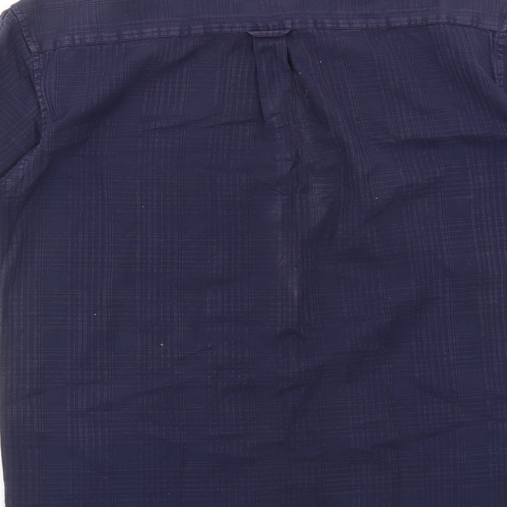 Blue Harbour Mens Blue Check Cotton Button-Up Size M Collared Button