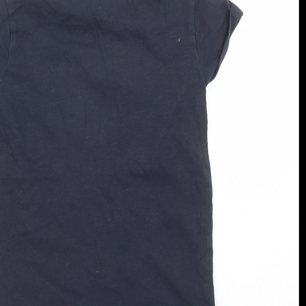 NEXT Girls Blue Cotton Basic T-Shirt Size 7 Years Round Neck Pullover