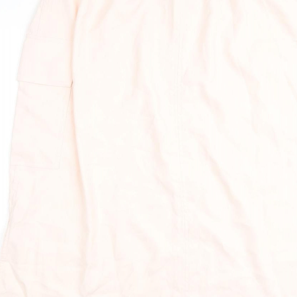 Marks & Spencer Womens Pink Polyester A-Line Skirt Size 16 Tie