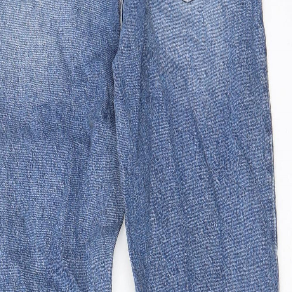 H&M Womens Blue Cotton Straight Jeans Size 6 L26 in Regular Zip - Pockets, Belt Loops