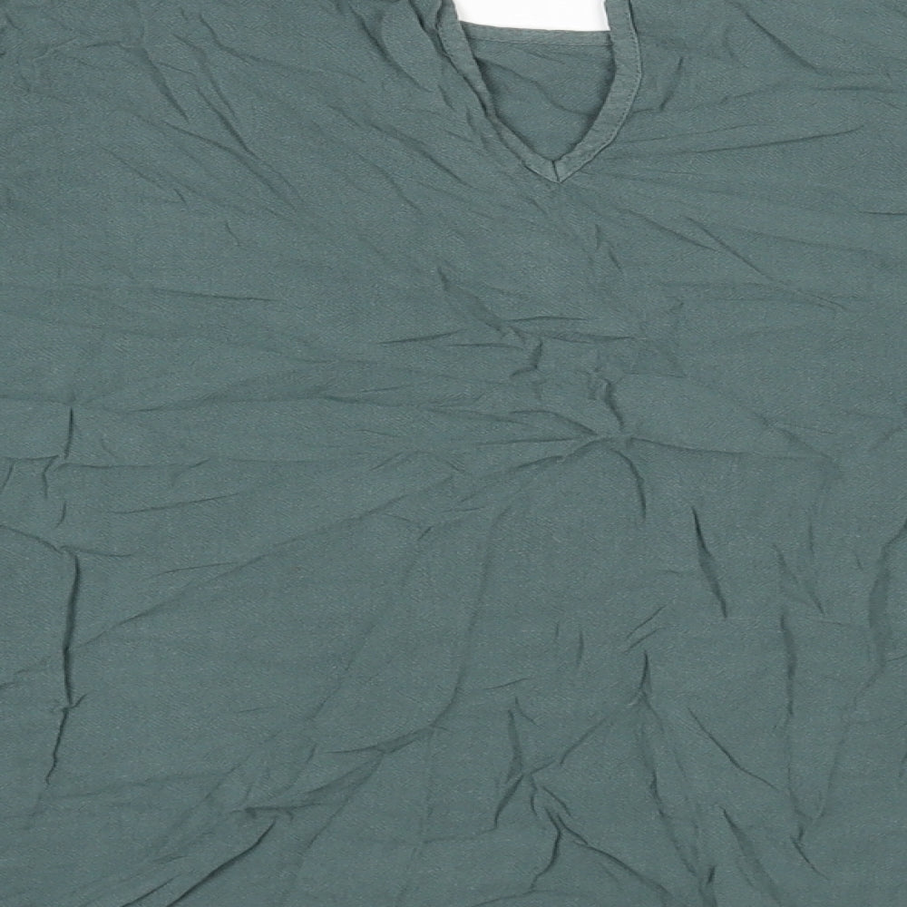 Topshop Womens Grey Viscose Basic Blouse Size 10 Round Neck - Tie