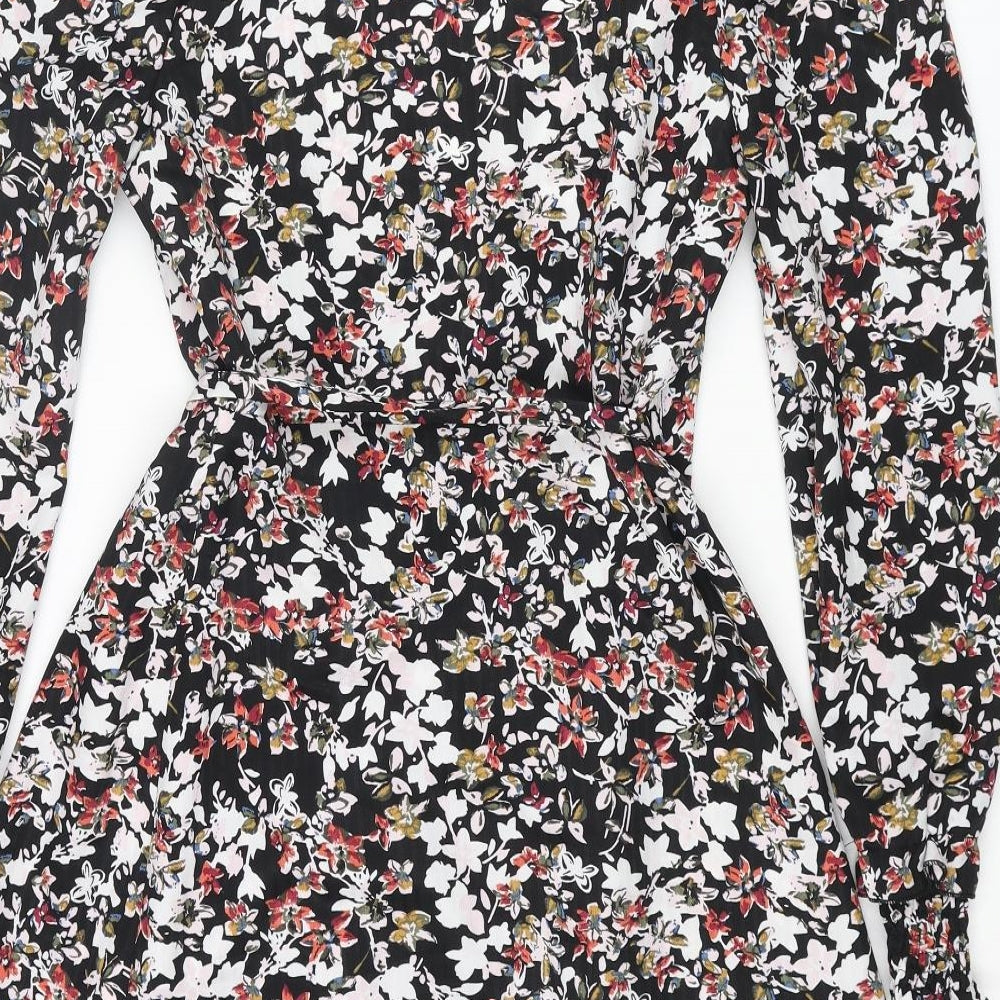 Little Mistress Womens Multicoloured Floral Polyester Wrap Dress Size 6 V-Neck Tie - Frill