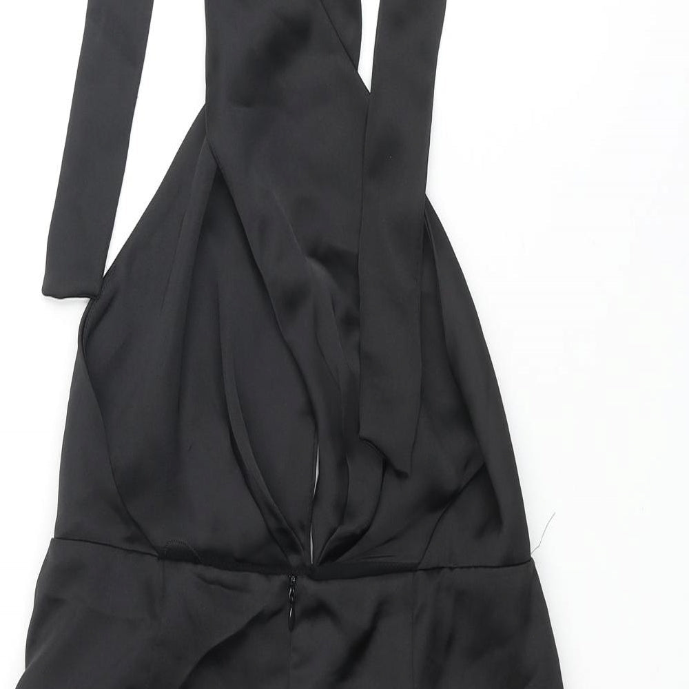 Zara Womens Black Polyester Basic Blouse Size S Halter - Rouched