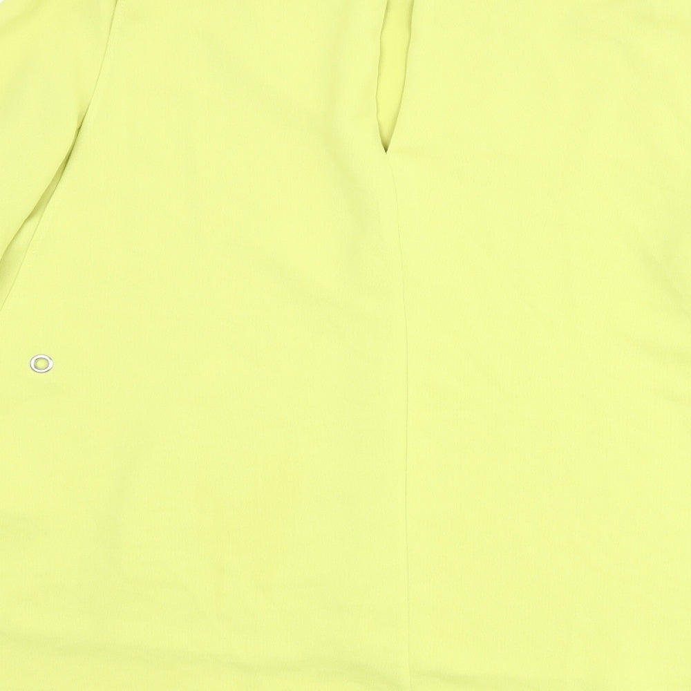 Brand and care label for Autograph women’s green polyester basic blouse, size UK 10, round neck - layered