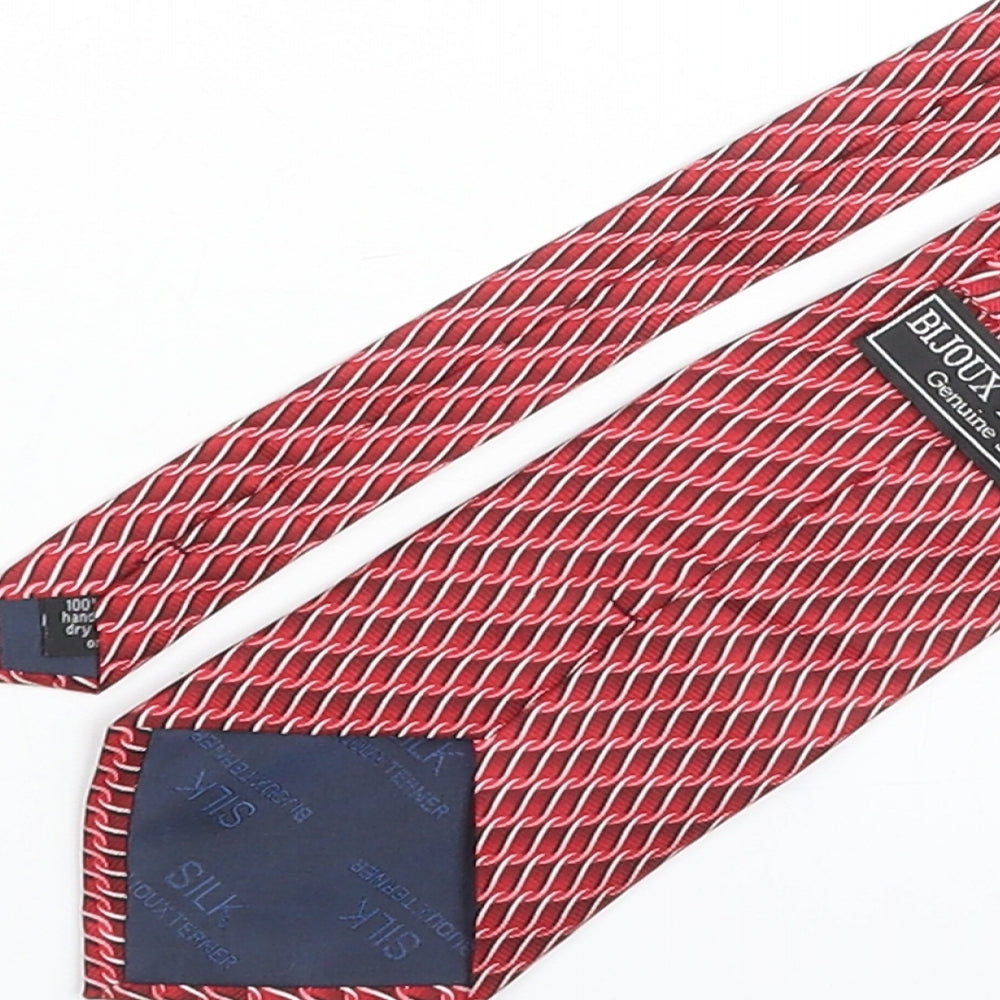 Bijoux Terner Mens Red Geometric Silk Pointed Tie One Size