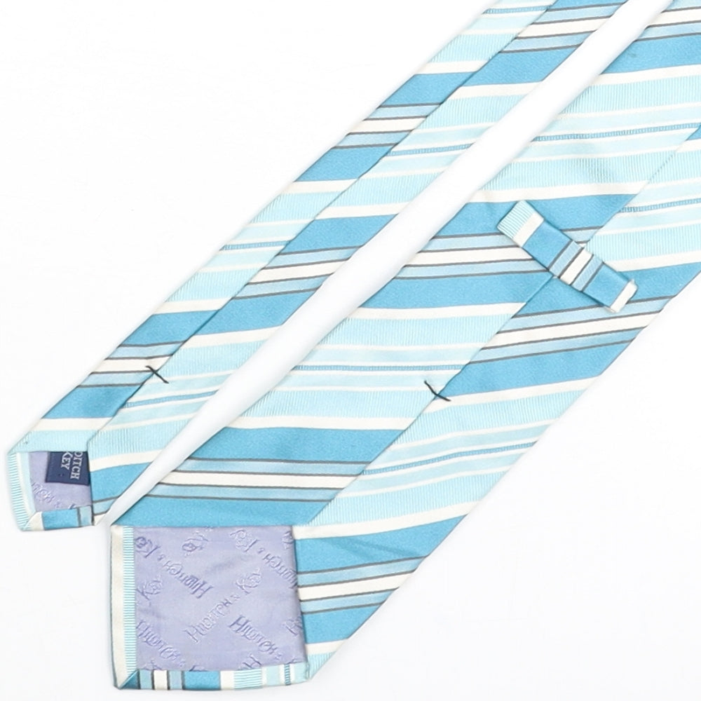 Hilditch & Key Mens Blue Striped Polyester Pointed Tie One Size