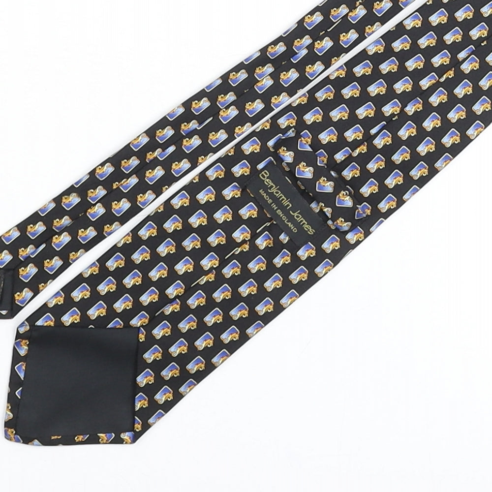 Benjamin James Mens Multicoloured Geometric Silk Pointed Tie One Size