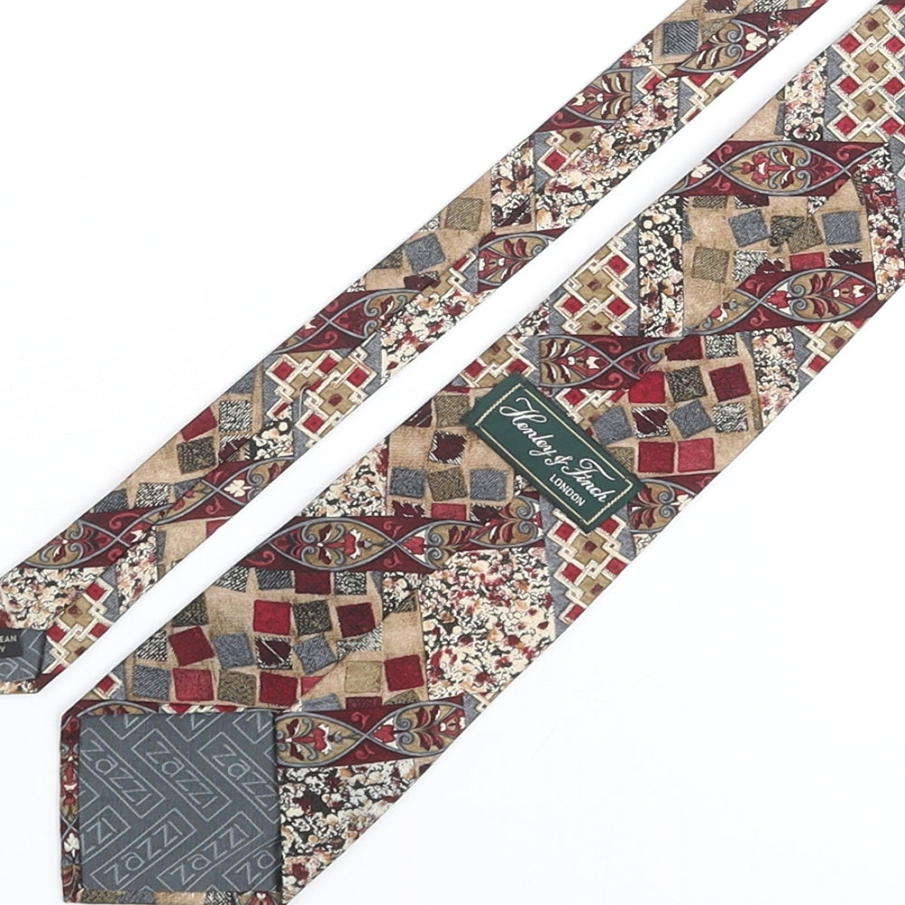 Henley & Finch Mens Multicoloured Geometric Polyester Pointed Tie One Size