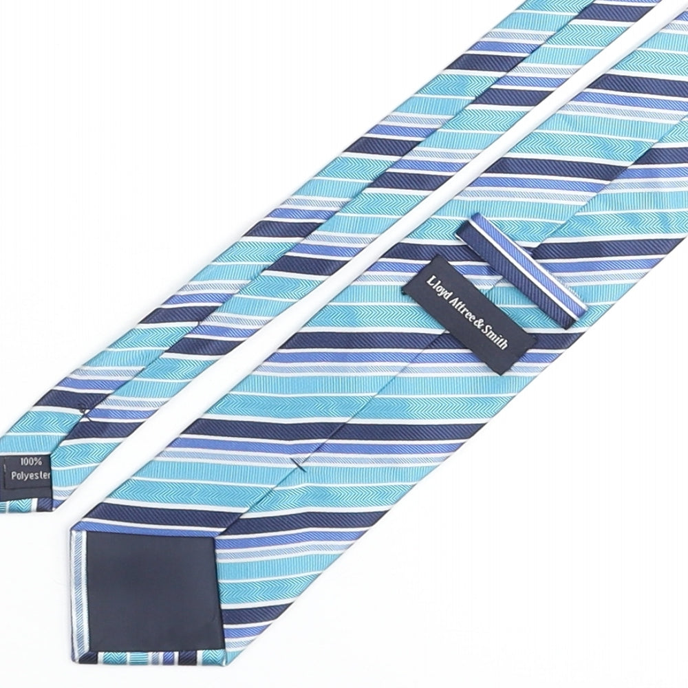 Lloyd Attree Smith Mens Blue Striped Polyester Pointed Tie One Size