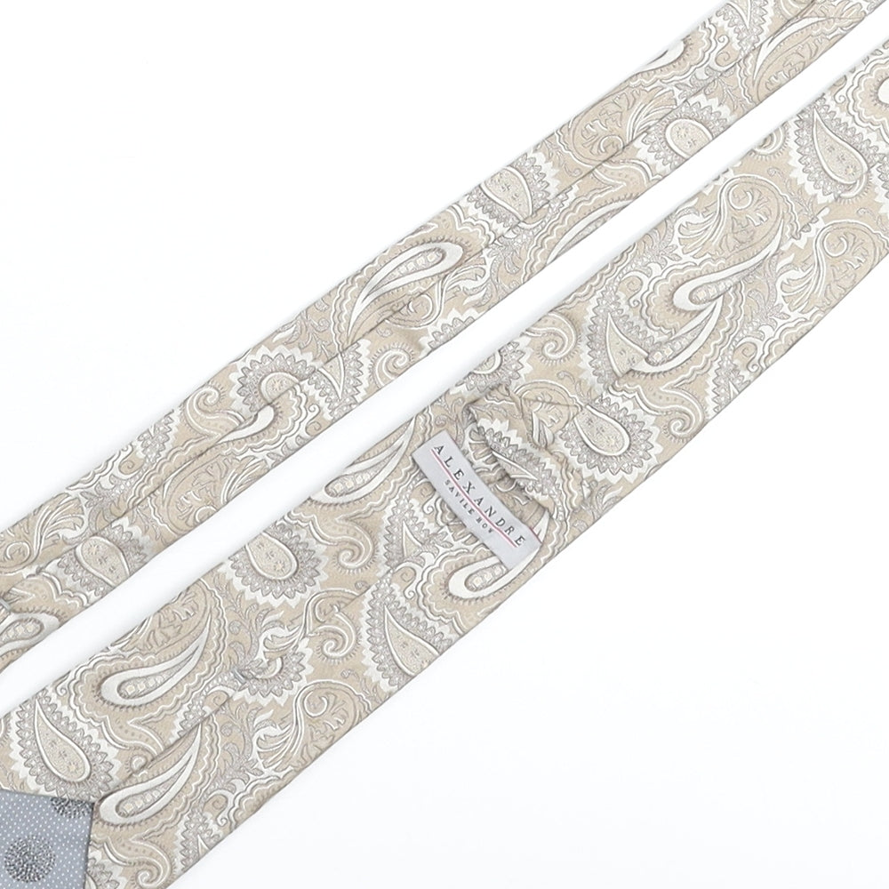 Alexandre Mens Beige Paisley Silk Pointed Tie One Size