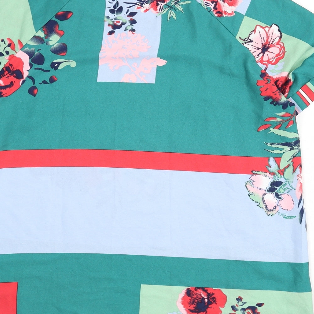 Bonprix Womens Multicoloured Geometric Polyester Basic Blouse Size 16 Round Neck - Floral, Stripe, Colour Block