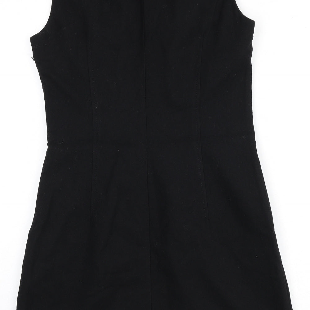 Esprit Womens Black Wool A-Line Size 12 Round Neck Zip