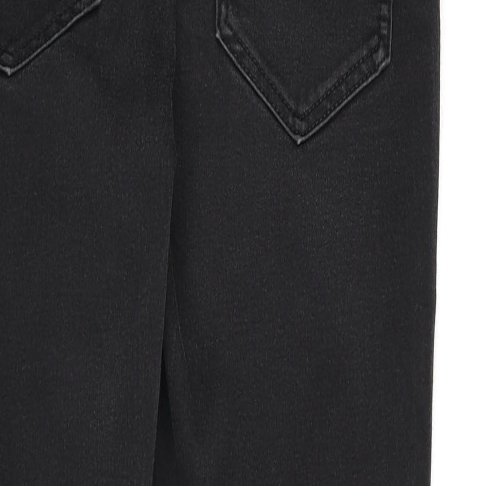 Marks & Spencer Womens Grey Cotton Skinny Jeans Size 12 L24 in Regular Zip