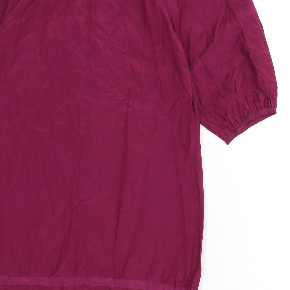 Limited Edition Womens Purple Cotton Tunic Blouse Size 10 Round Neck - Cut Out Detail