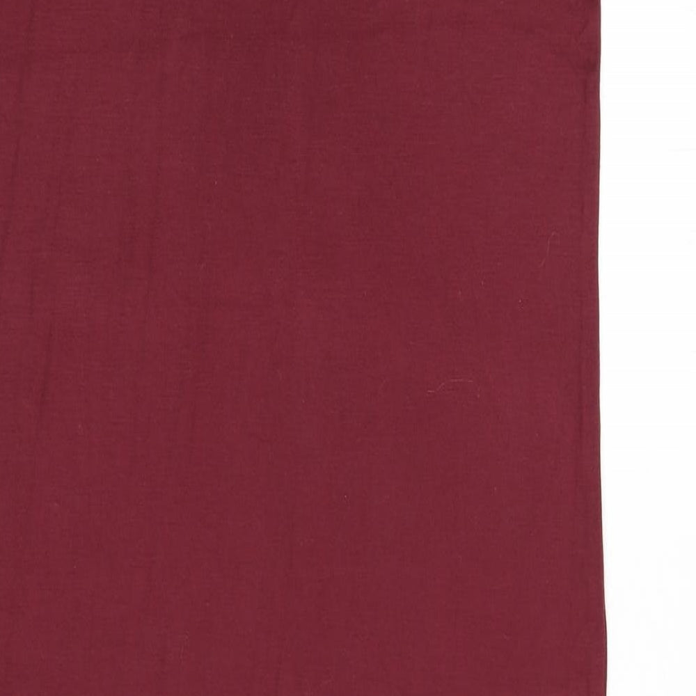 Marks & Spencer Womens Red Viscose Maxi Size 10 Boat Neck Pullover - Lace Sleeves