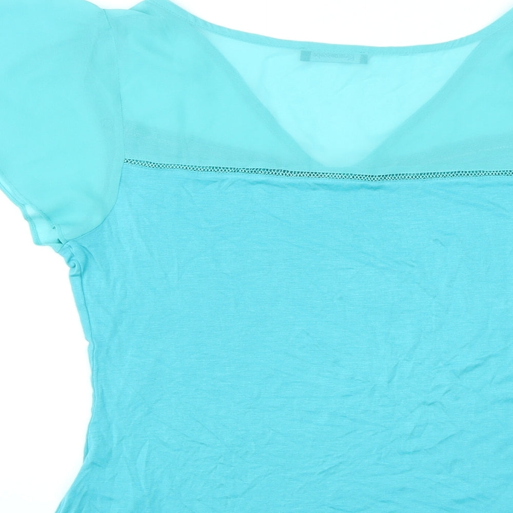 Kaleidoscope Womens Blue Viscose Basic Blouse Size 14 V-Neck
