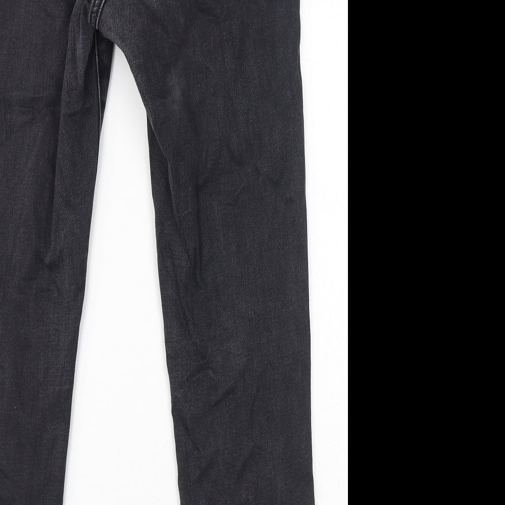 Marks & Spencer Womens Grey Cotton Skinny Jeans Size 14 L28 in Regular Zip