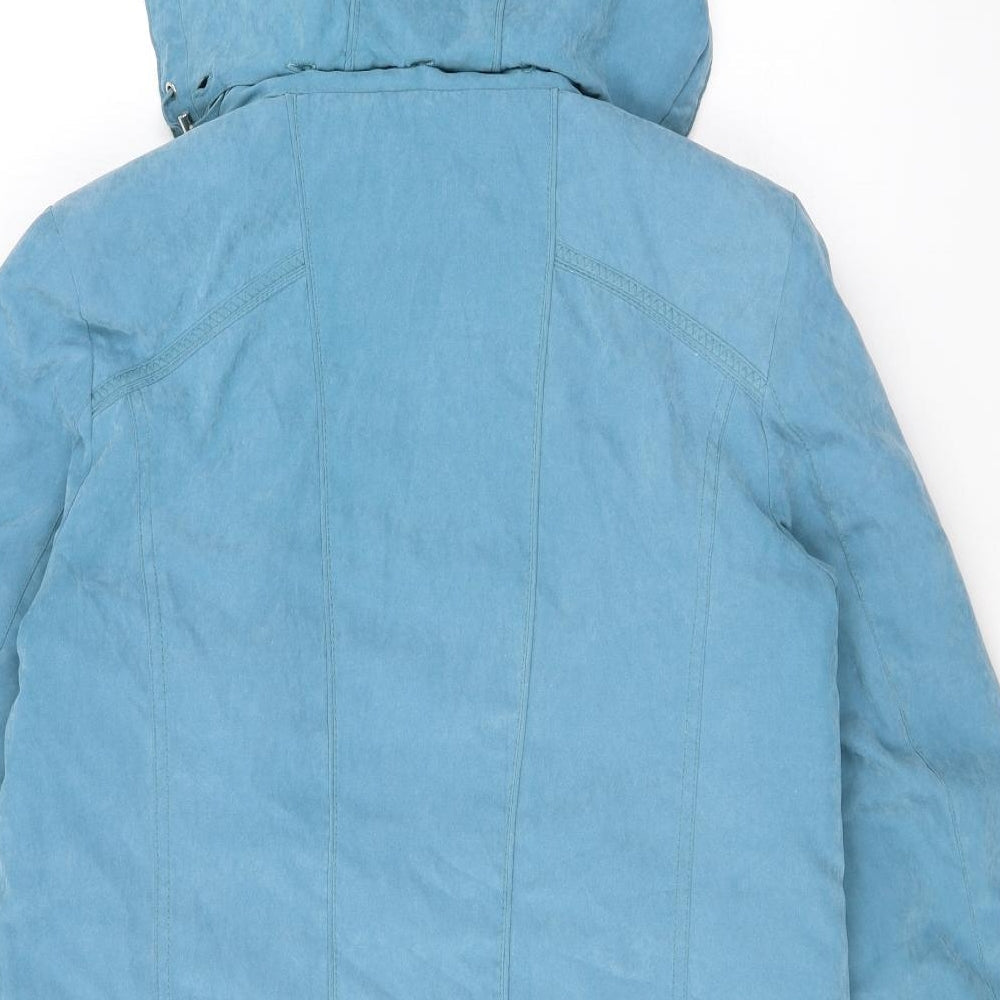 EWM Womens Blue Rain Coat Coat Size 10 Zip