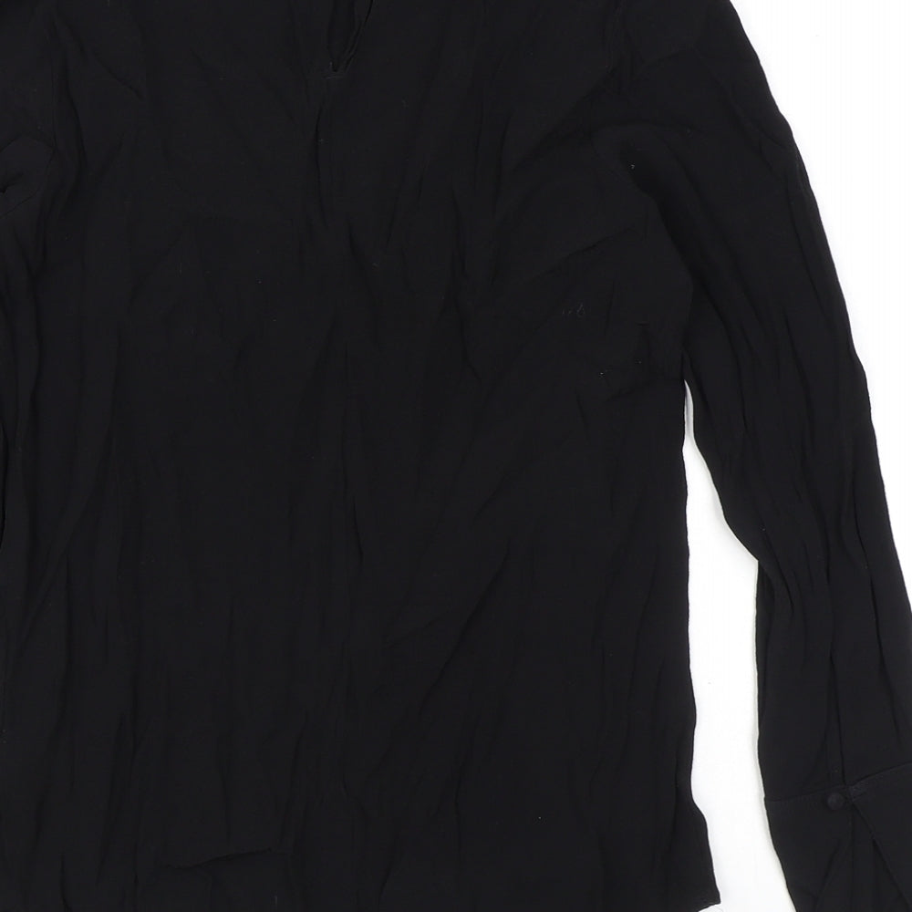 NEXT Womens Black Viscose Basic Blouse Size 6 Round Neck