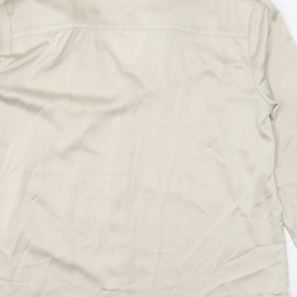 H&M Womens Beige Polyester Basic Button-Up Size M Collared