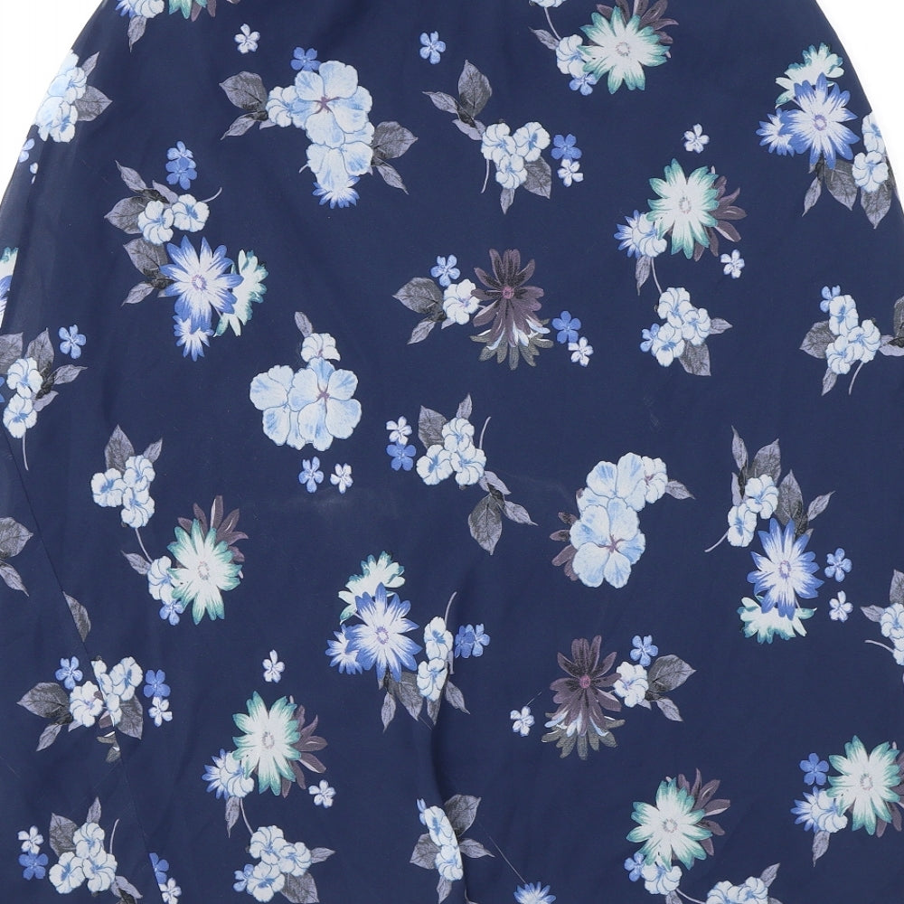 Marks & Spencer Womens Blue Floral Polyester Swing Skirt Size 10