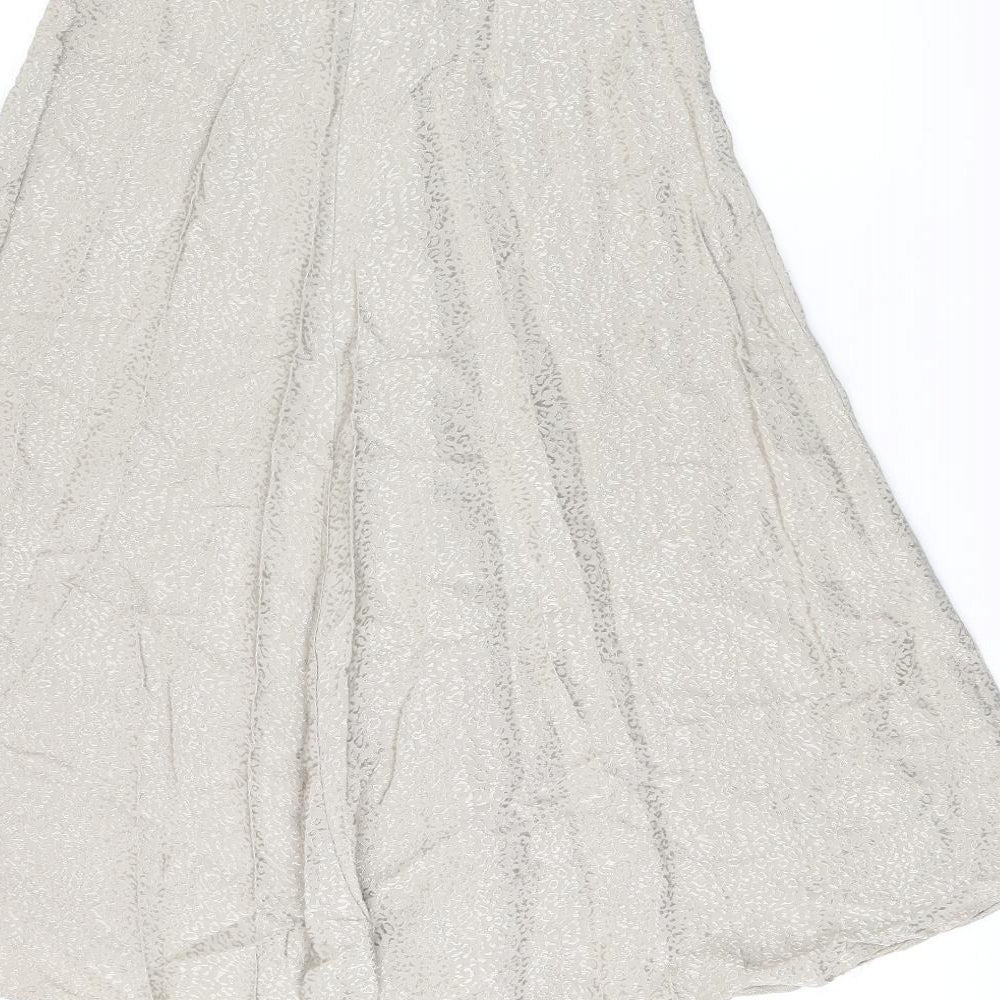 Topshop Womens Beige Animal Print Viscose Swing Skirt Size 12 Zip - Leopard Print