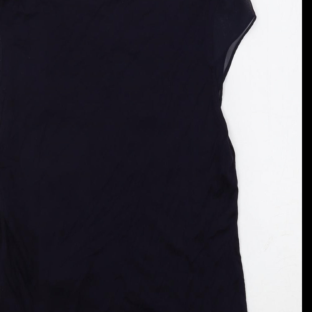 H&M Womens Blue Viscose Basic Blouse Size L Boat Neck