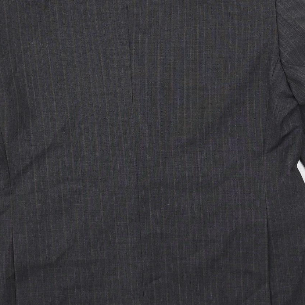 Brook Taverner Mens Grey Striped Polyester Jacket Suit Jacket Size 40 Regular