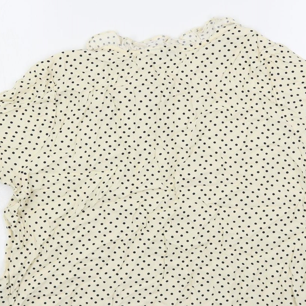 Marks & Spencer Womens Ivory Polka Dot Viscose Basic Blouse Size 18 V-Neck