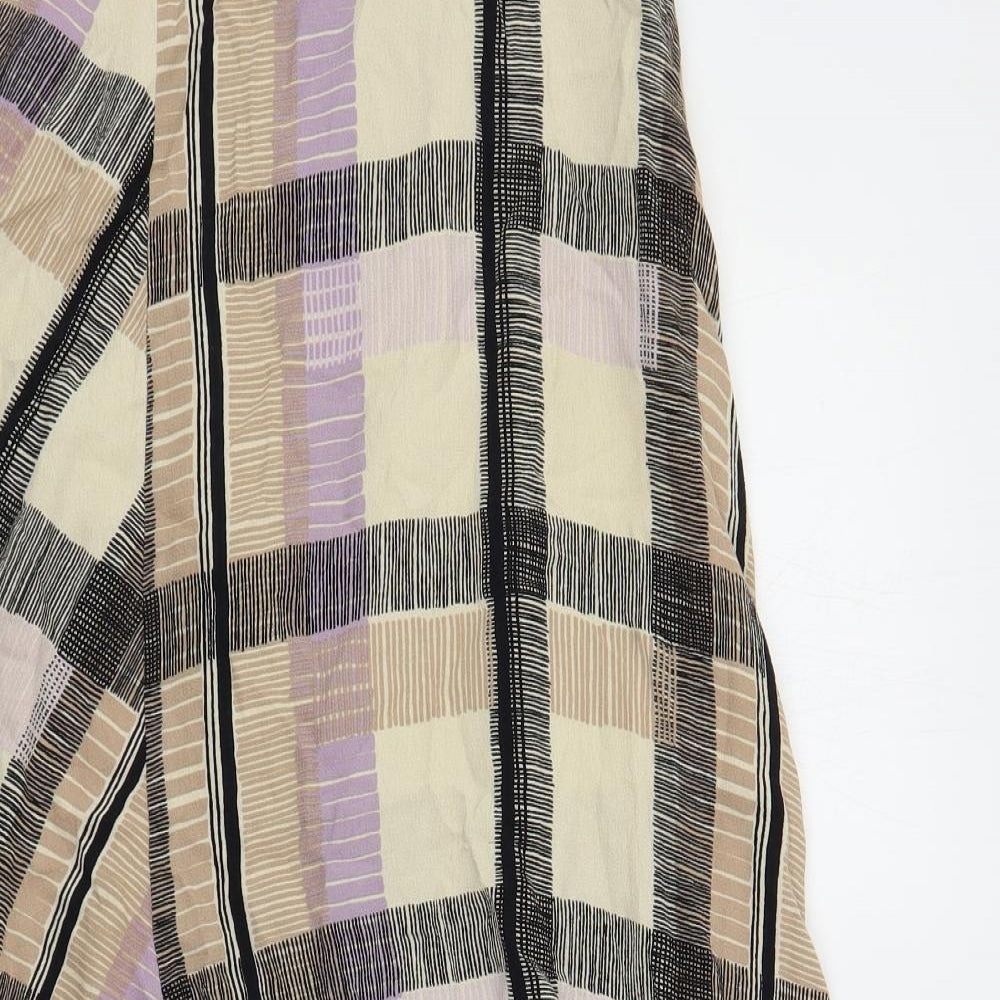 Marks & Spencer Womens Multicoloured Geometric Viscose A-Line Skirt Size 6 Zip - Side Slit
