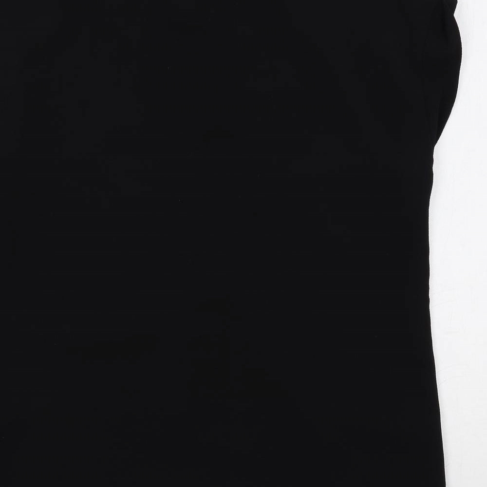 NEXT Womens Black Polyester Basic Blouse Size 10 Round Neck - Pleat Detail